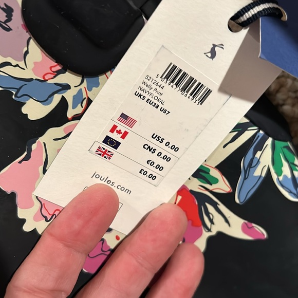 Joules navy floral welly print rain boots new with tag size 7 - Picture 2 of 4